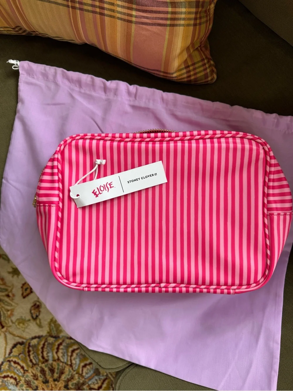 Stoney Clover Lane Pink Striped Cosmetic Case Eloise at the plaza
